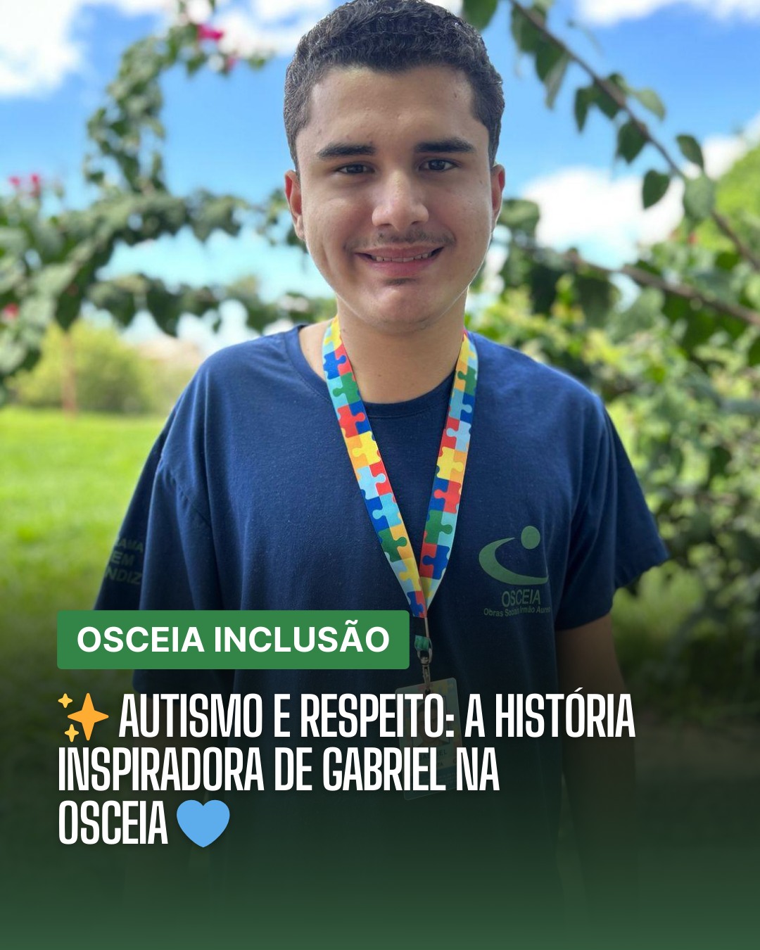 Gabriel, jovem curioso no Jovem Inclusão da Osceia