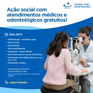 Osceia e Loja Maçônica Obreiros da Paz Promovem Ação Social com Atendimentos Gratuitos à Comunidade
