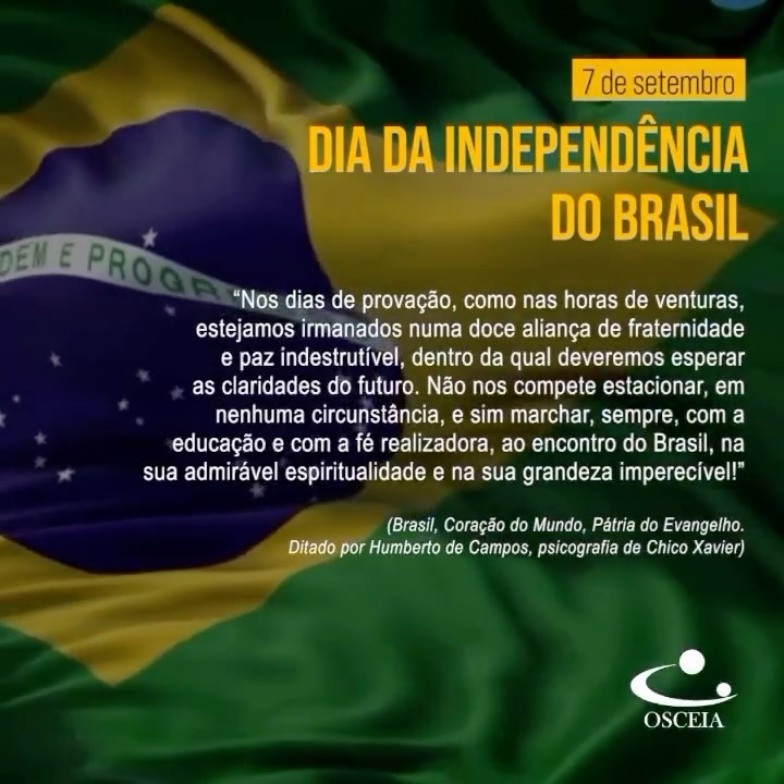 Dia 7 de setembro comemoramos a Independência do Brasil.