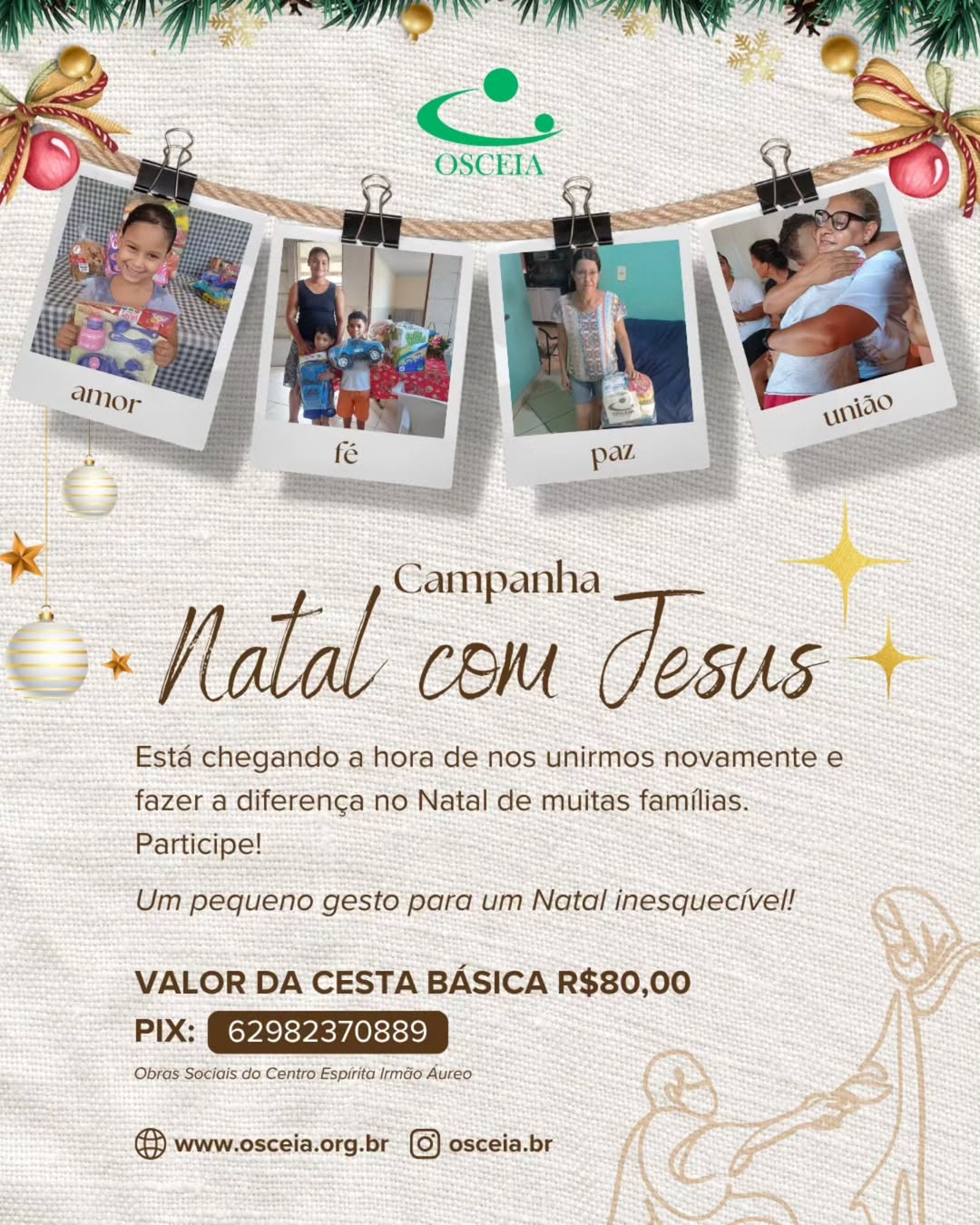 Campanha Natal com Jesus: Doe e Espalhe Esperança